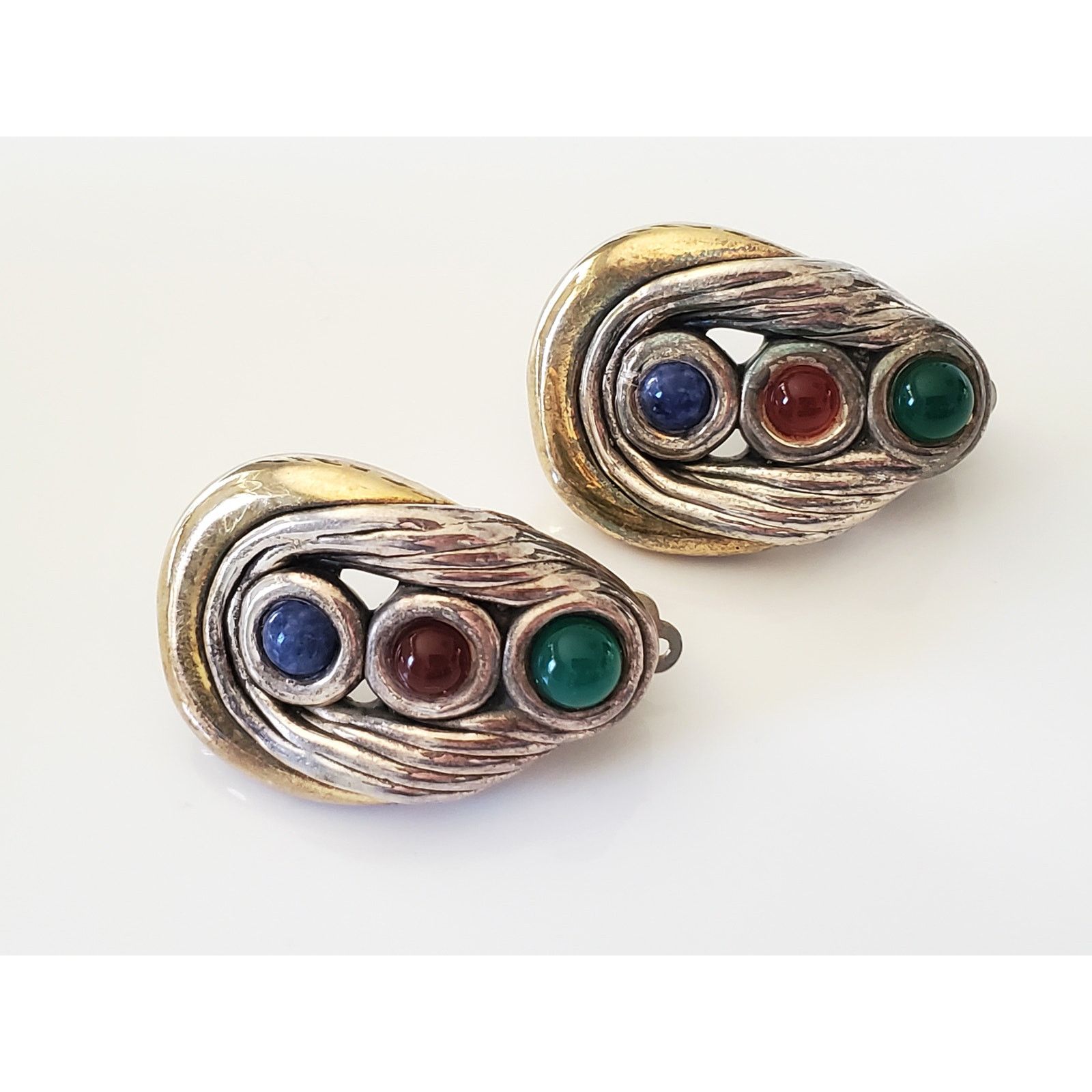 Other Vintage Bat-Ami Designer Sterling Silver Clip On Earrings Size ONE SIZE - 2 Thumbnail