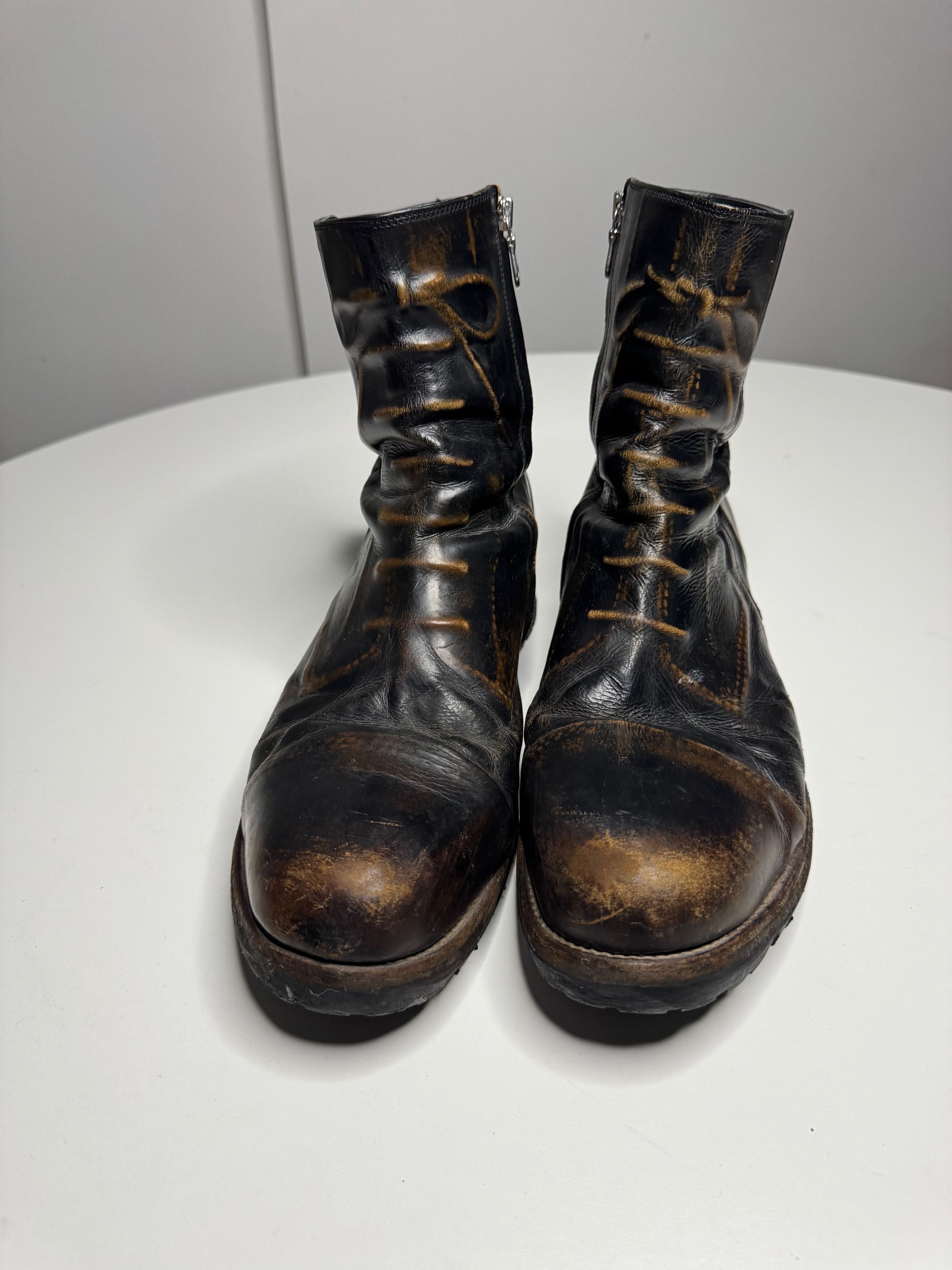 Maison MIHARA YASUHIRO Distressed laces leather embossed boots Size US 12 / EU 45 - 4 Thumbnail