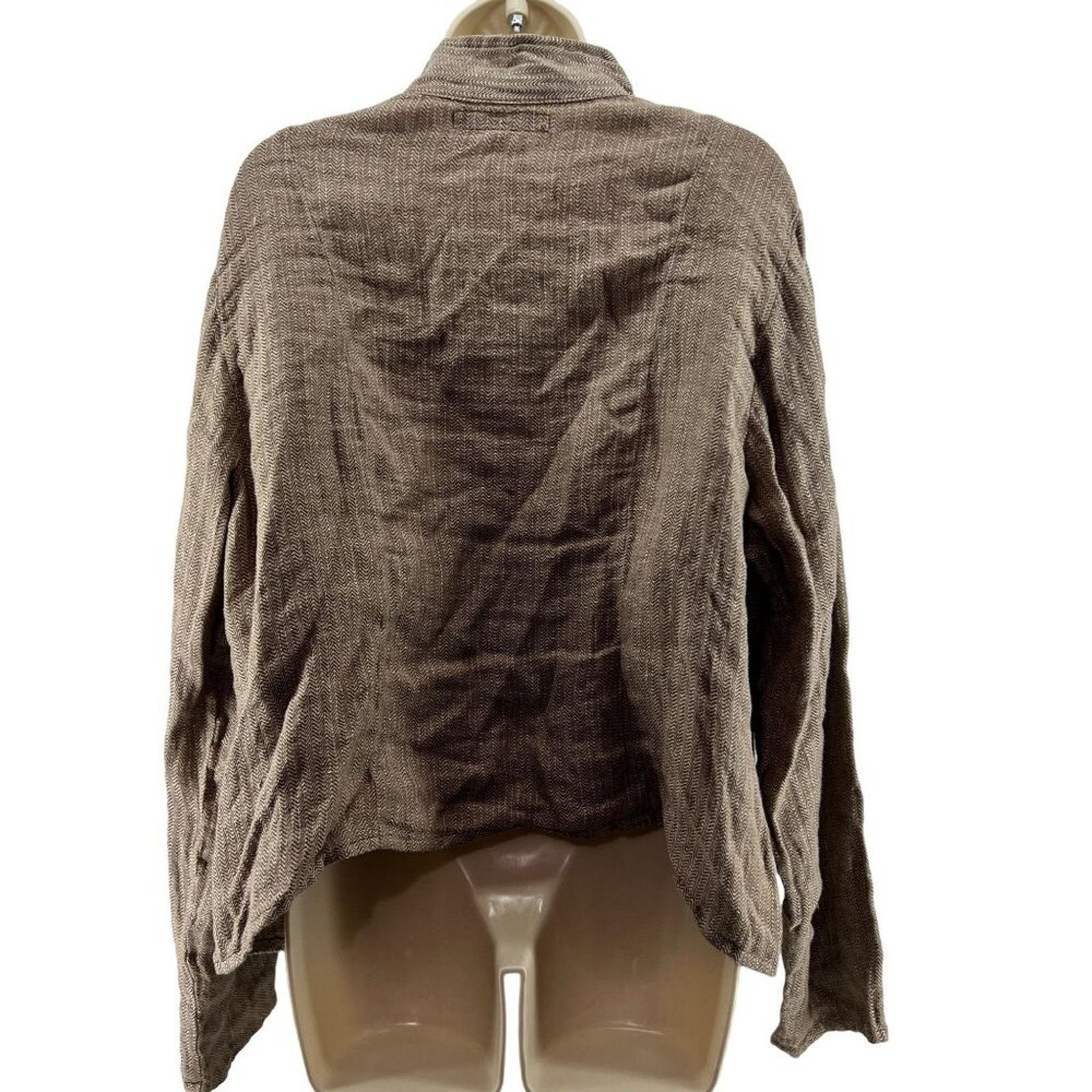 FLAX FLAX Linen Button Down Mandarin Collar Shirt Natural Tan L Size L / US 10 / IT 46 - 5 Thumbnail