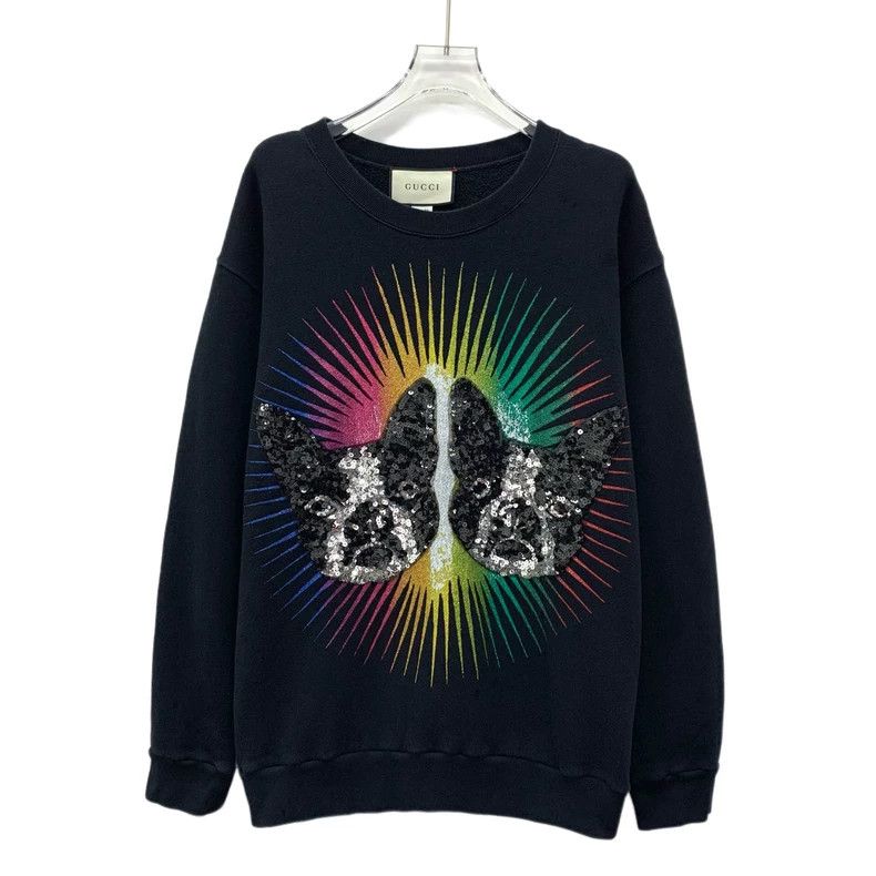 Gucci Gucci Black cat letter sequin cotton round-neck long-sleev Size US L / EU 52-54 / 3 - 1 Thumbnail