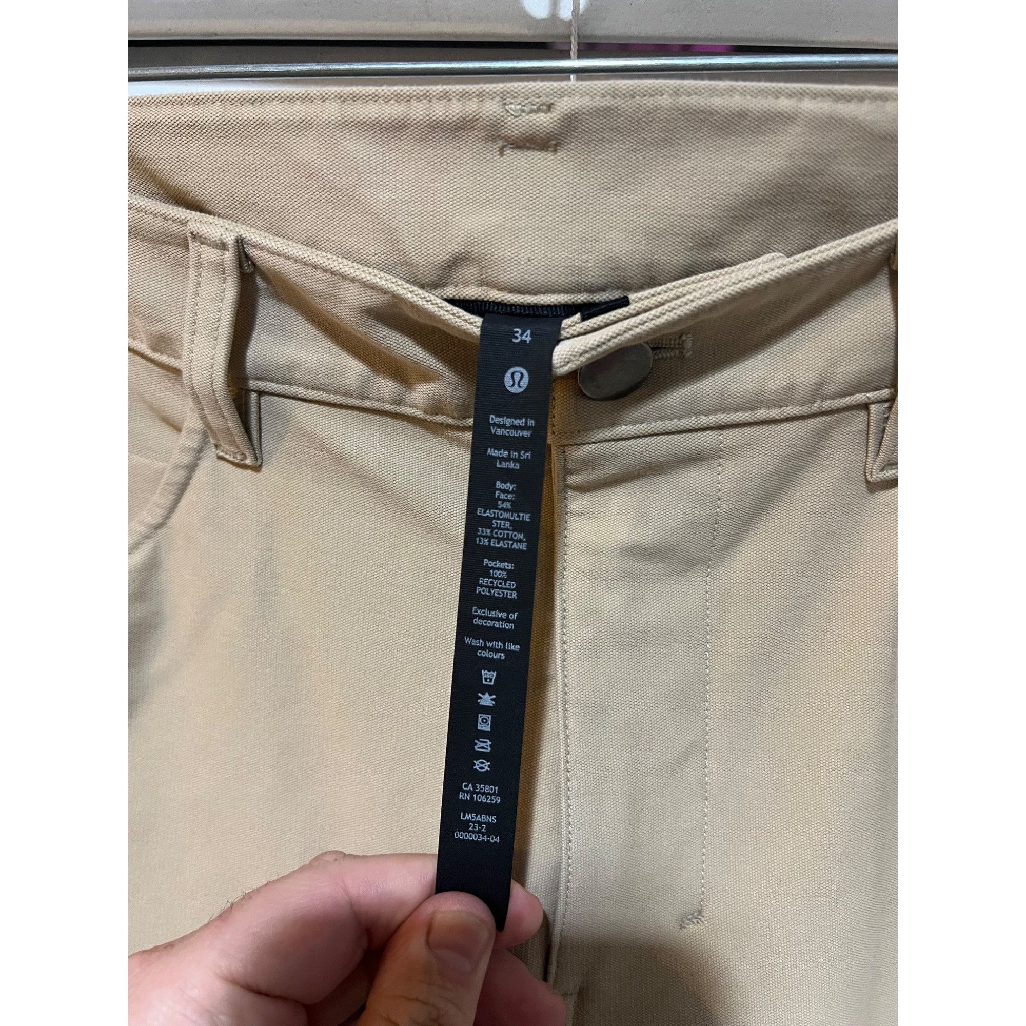 Lululemon Lululemon Men’s Khaki Pants - Size 34 Size US 34 / EU 50 - 3 Thumbnail
