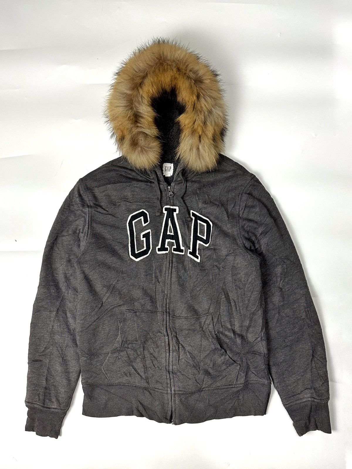 image of Fur Sherpa Ziphoodie Gap in Dark Grey, Men's (Size Medium)