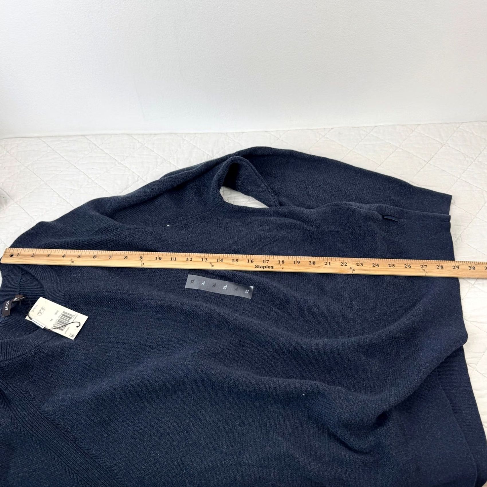 Michael Kors Michael Kors Mens Midnight Blue Textured Mouline Crewneck Sweater XL Size US XL / EU 56 / 4 - 7 Thumbnail