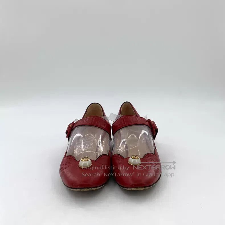Gucci Gucci Red pearl decoration buckle casual single shoes Size US 4 / IT 34 - 3 Thumbnail