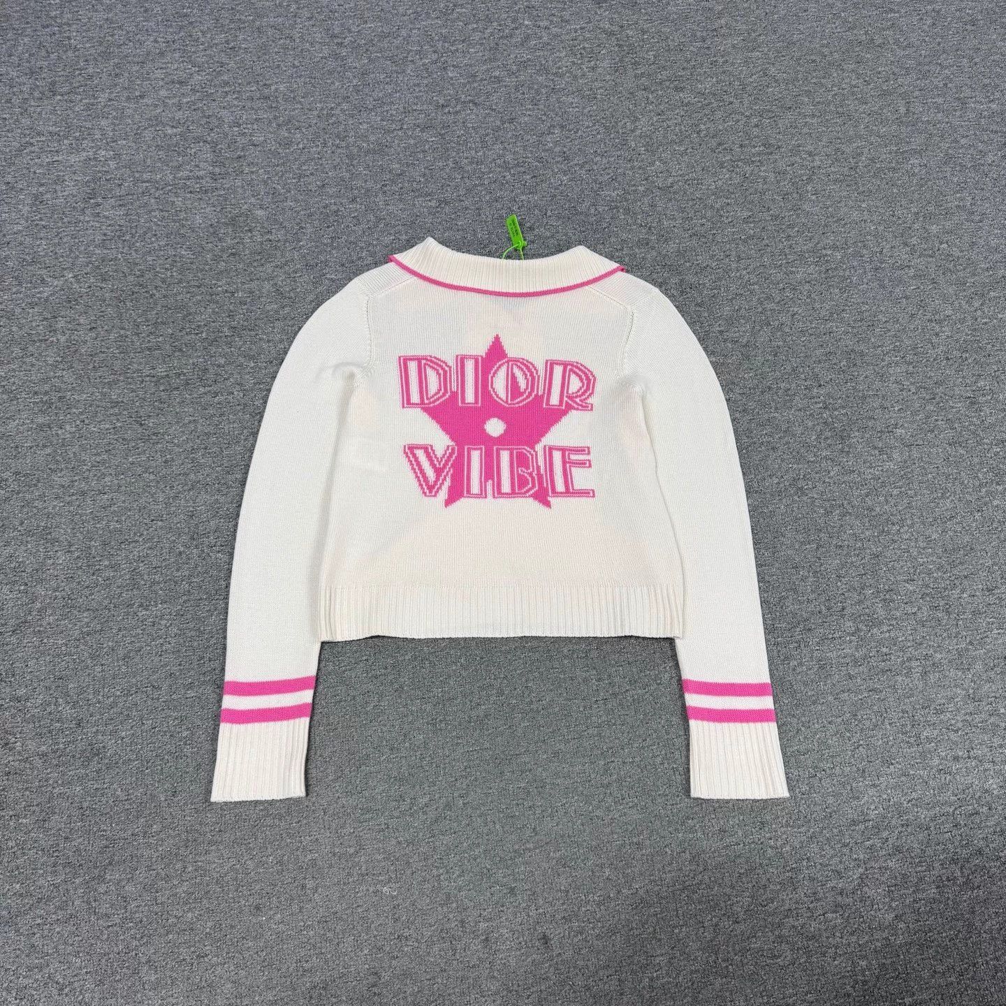 Dior Dior men's cashmere sweater 40 pink back logo striped cuffs Size M / US 6-8 / IT 42-44 - 3 Thumbnail