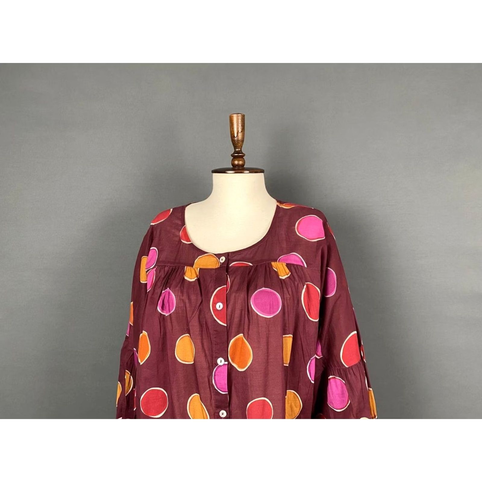 Vintage Gudrun Sjoden Womens Billie Midi Dress L Brown Cotton Long Sleeve Button Up Size L / US 10 / IT 46 - 7 Thumbnail