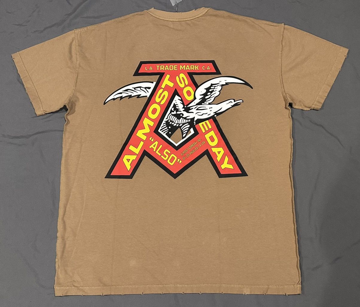 Other Almost Someday 2XL Distressed Oversized Logo T-Shirt, Tan. Size US XXL / EU 58 / 5 - 2 Thumbnail
