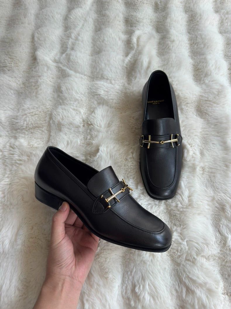 Saint Laurent Paris Saint laurent paris Black and gold loafers shoes 2506-Nexta Size US 7 / EU 40 - 2 Thumbnail