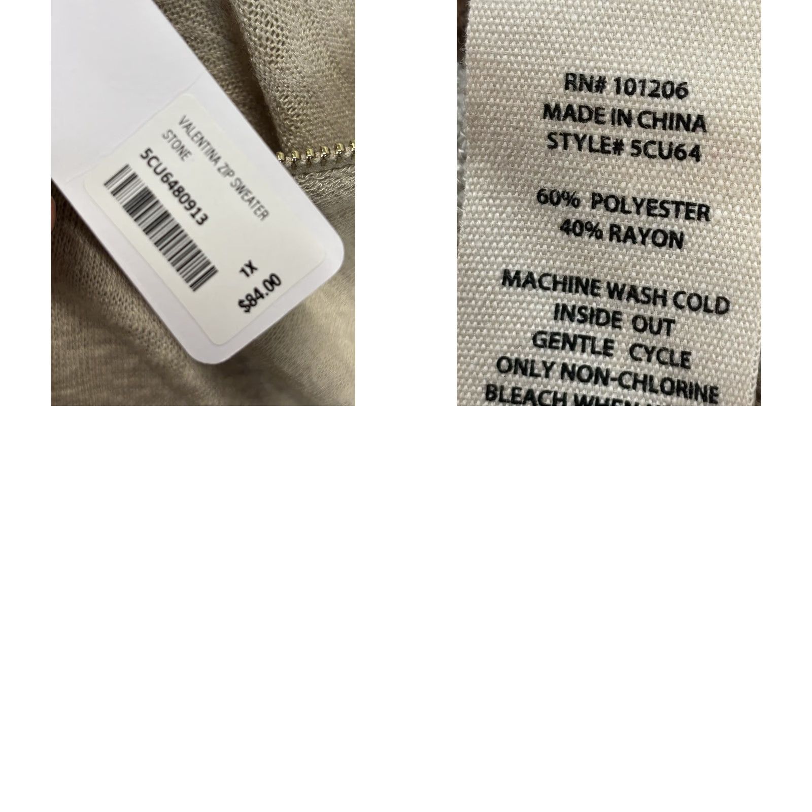 Soft Surroundings NEW! Soft Surroundings Stone Valentina Zip Slub Jersey Knit Sweater Sz 1X Plus Size XL / US 12-14 / IT 48-50 - 8 Thumbnail