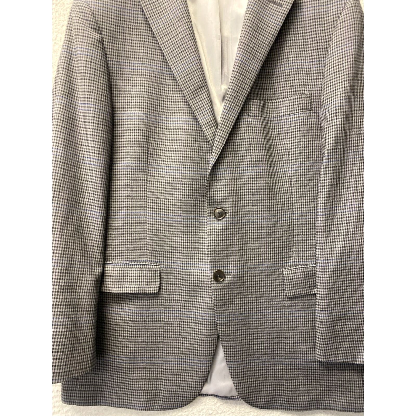 Hart Schaffner Marx VINTAGE Hart Schaffner Marx Men's Blue Gray Wool Sport Coat Jacket 42S Regular Fit Plaid Business Casual Size US XS / EU 42 / 0 - 2 Thumbnail