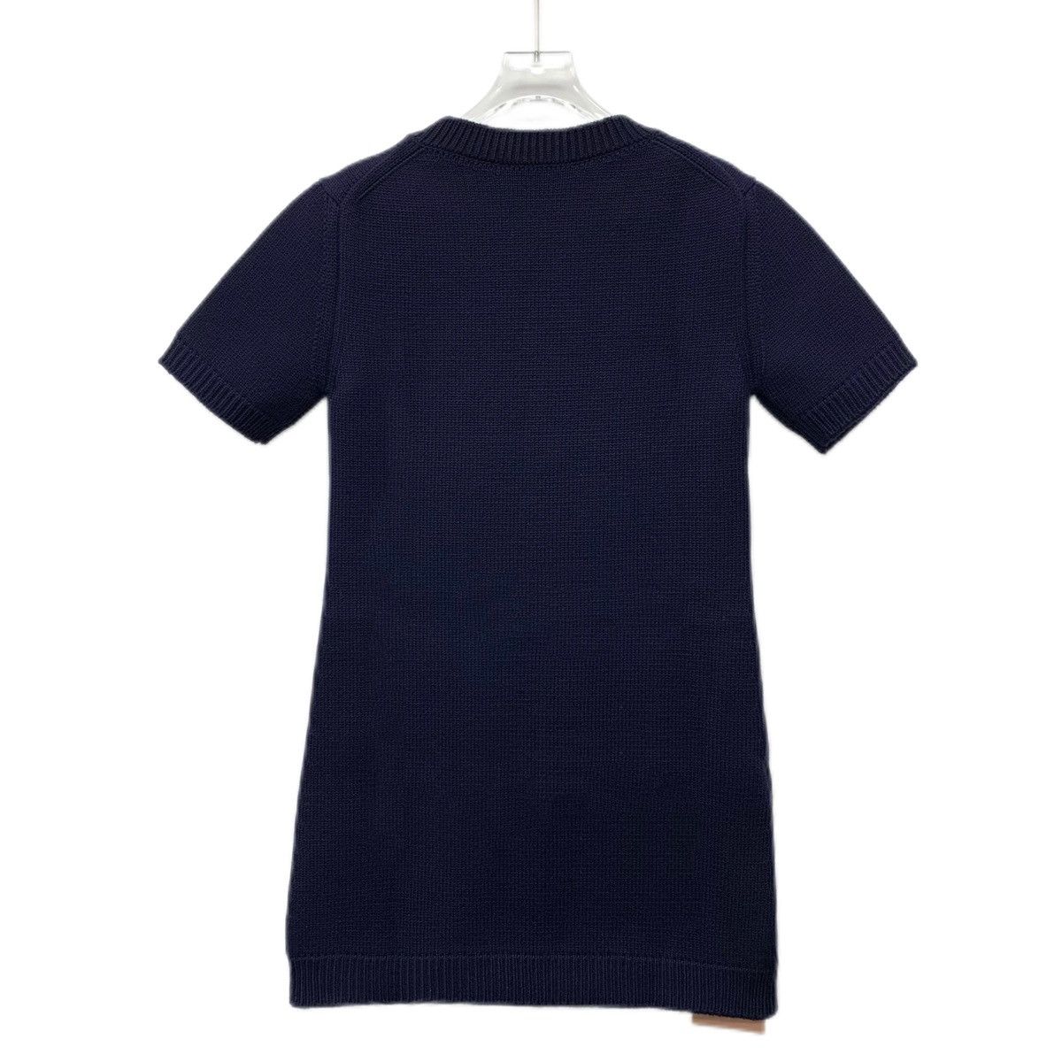 Miu Miu MiuMiu Navy Logo Embroidered Short Sleeve Knit Dress K26WX Size XS / US 0-2 / IT 36-38 - 2 Thumbnail