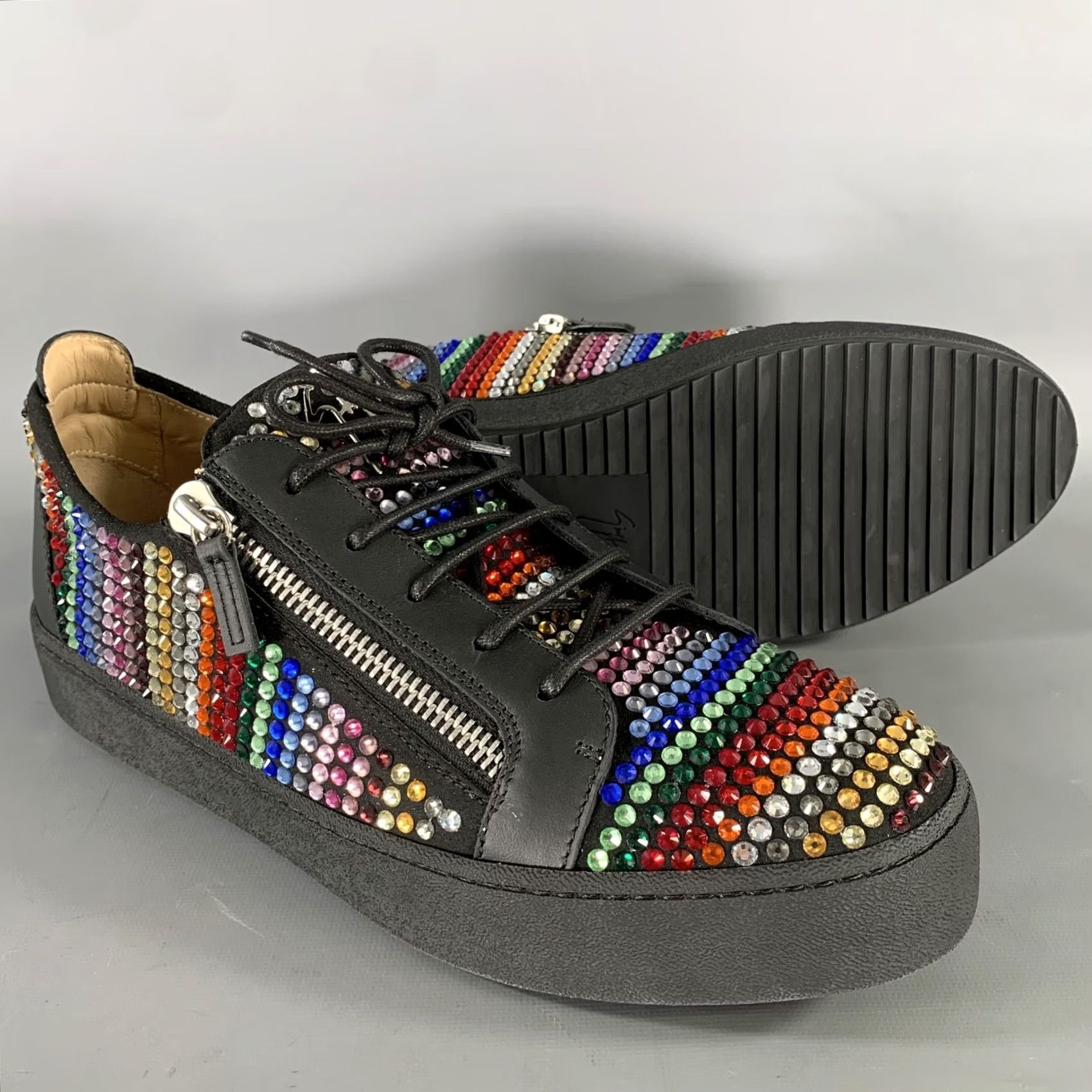 Giuseppe Zanotti GIUSEPPE ZANOTTI Sneakers Size 13 Black Studded Multi Color Mixed Fabrics Zip Mens Size US 13 / EU 46 - 5 Thumbnail