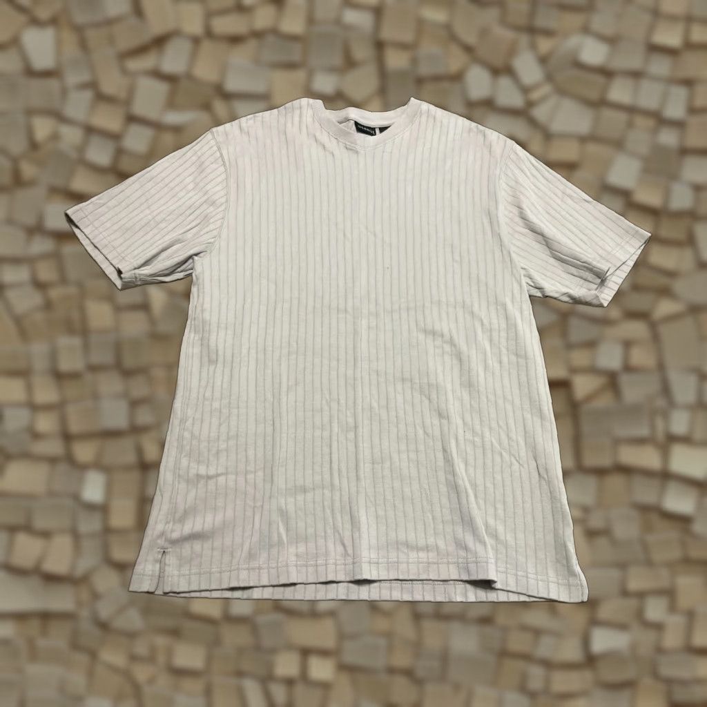 George George Shirt Mens Size Medium Gray Striped Short Sleeve T-Shirt Casual Modern 90s - Womens? Size M / US 6-8 / IT 42-44 - 1 Thumbnail
