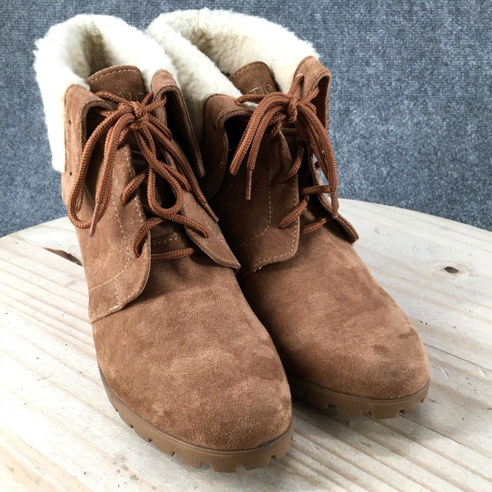 Nautica Nautica Winter Snow Boots Womens 10 Rendon Brown Suede Wedge Lace Up Faux Fur Boots Size US 10 / IT 40 - 3 Thumbnail