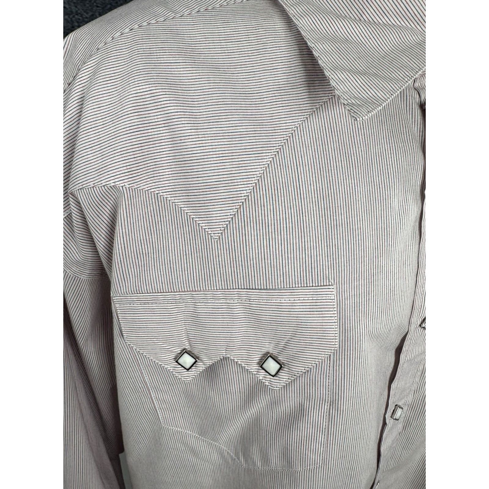 Vintage ROCKMOUNT RANCH PINSTripe Sawtooth Pearl Snap XXL Western Shirt Size US XL / EU 56 / 4 - 2 Thumbnail