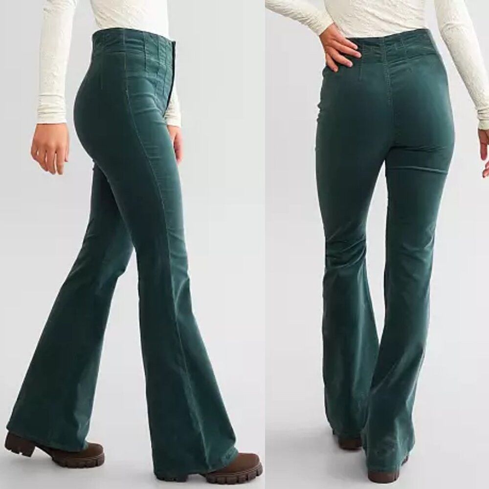 Free People NWT New Free People We The Free Jayde Cord Flare Green Jean Size 30" / US 8 / IT 44 - 2 Thumbnail