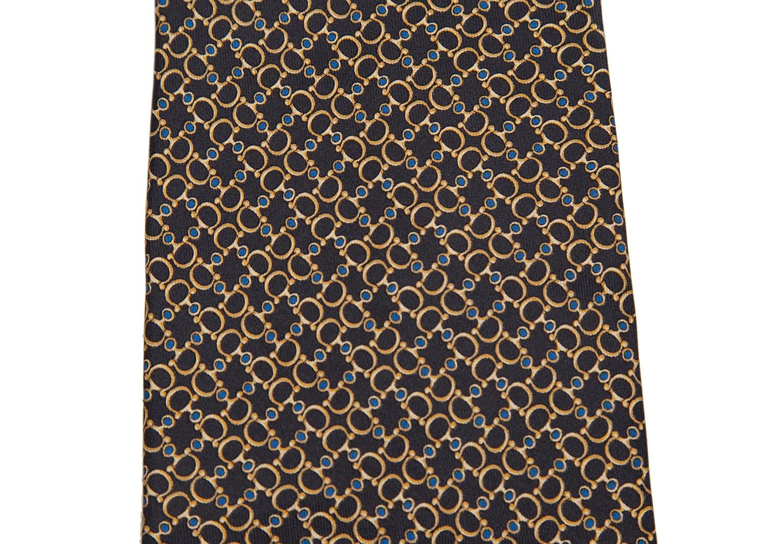 Fendi Geometric Pattern Silk Tie in Navy and Yellow Size ONE SIZE - 6 Thumbnail