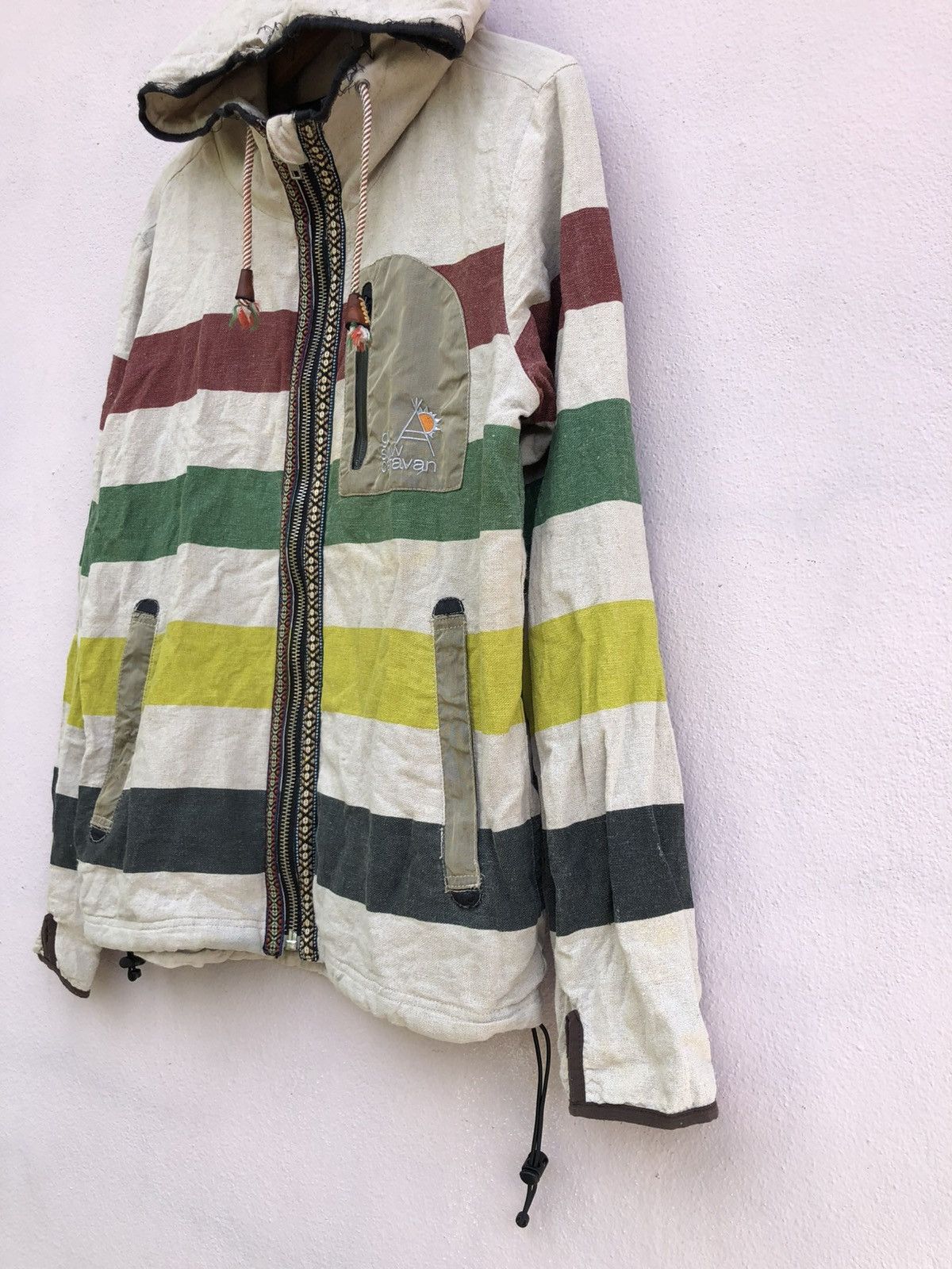 go slow caravan Go slow Caravan Hemp Stripe Hooded Jacket Size US M / EU 48-50 / 2 - 5 Thumbnail