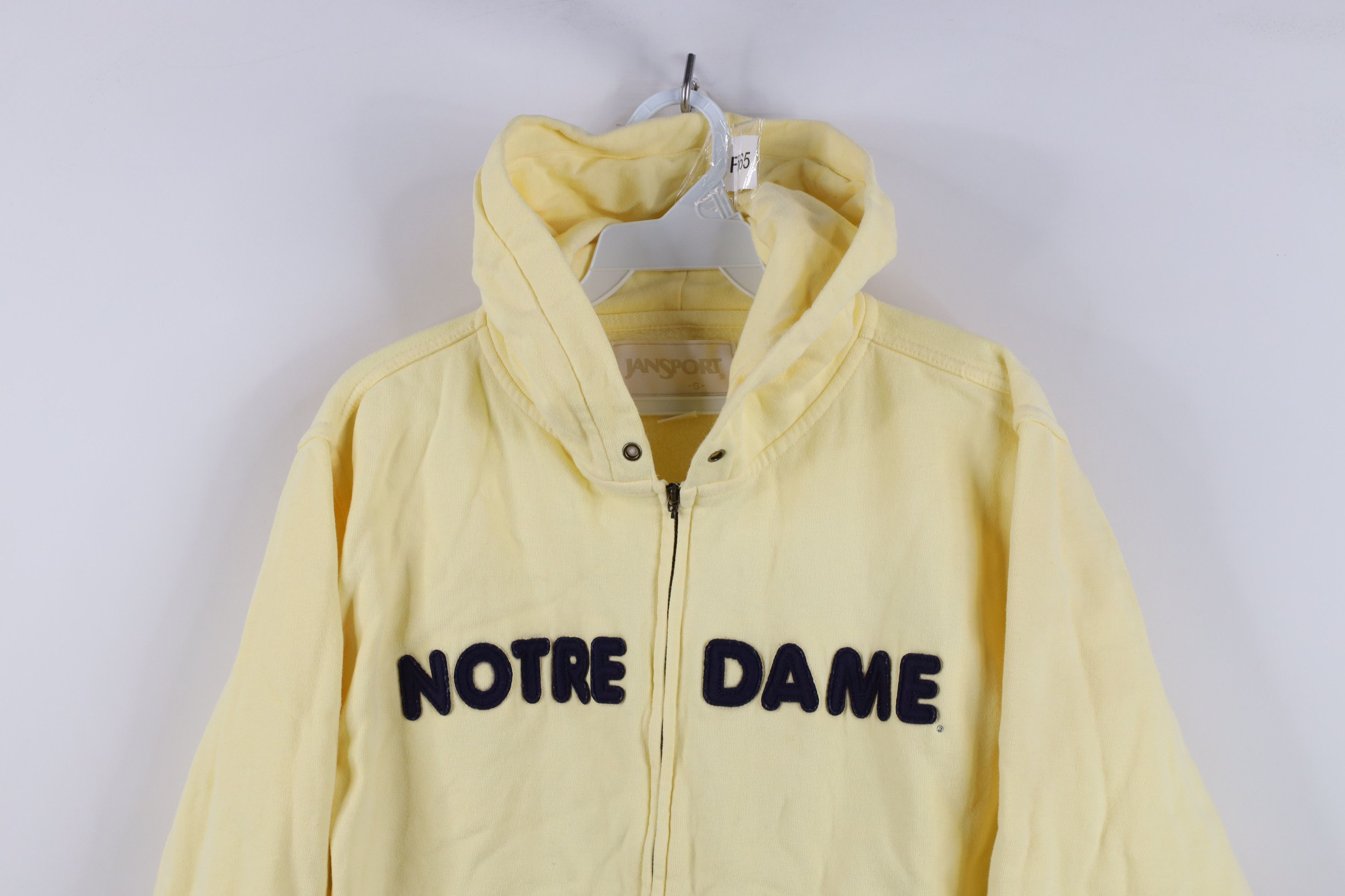 Vintage Vintage 90s Notre Dame University Full Zip Hoodie Yellow Size S / US 4 / IT 40 - 2 Thumbnail