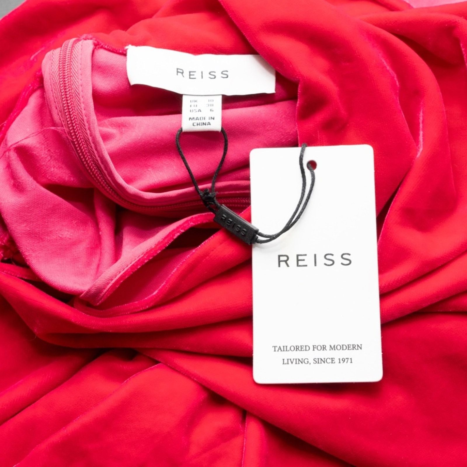 Reiss Reiss: Giannon Velvet Funnel Neck Asymmetric Midi Dress. Size M / US 6-8 / IT 42-44 - 6 Thumbnail