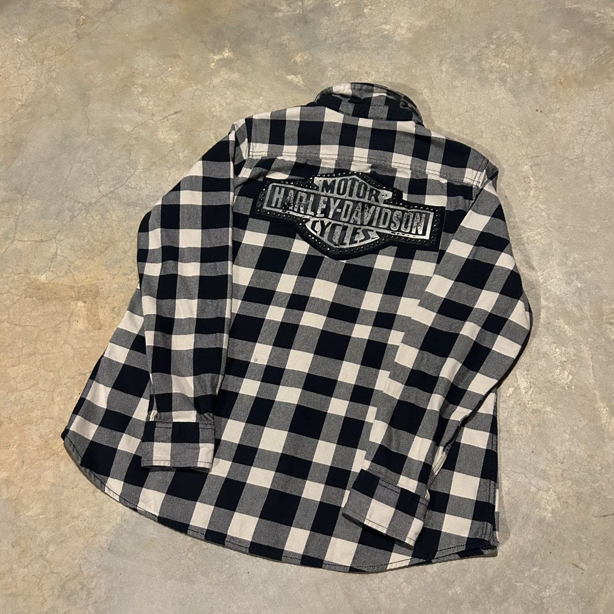 Harley Davidson × Vintage Crazy Vintage Y2K Harley Davidson Studded Patch Flannel Size US XL / EU 56 / 4 - 2 Thumbnail