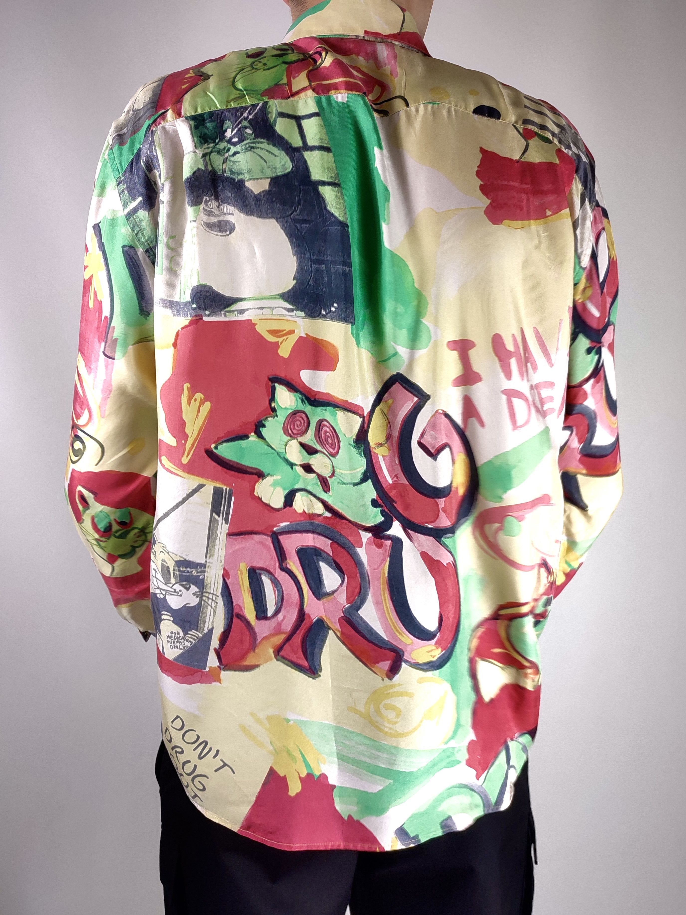 Iceberg 1992 Iceberg Silk Don’t Drug Out LSD Full Print Shirt 90s Size US L / EU 52-54 / 3 - 6 Thumbnail