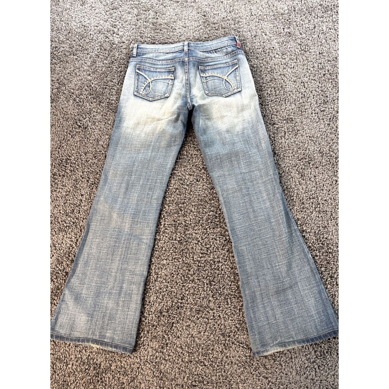 Esprit VINTAGE Esprit Bootcut Pants 30x30 Blue Low Rise Grunge Light Wash Studded Moto 90s Womens Pants Size 30" / US 8 / IT 44 - 7 Thumbnail