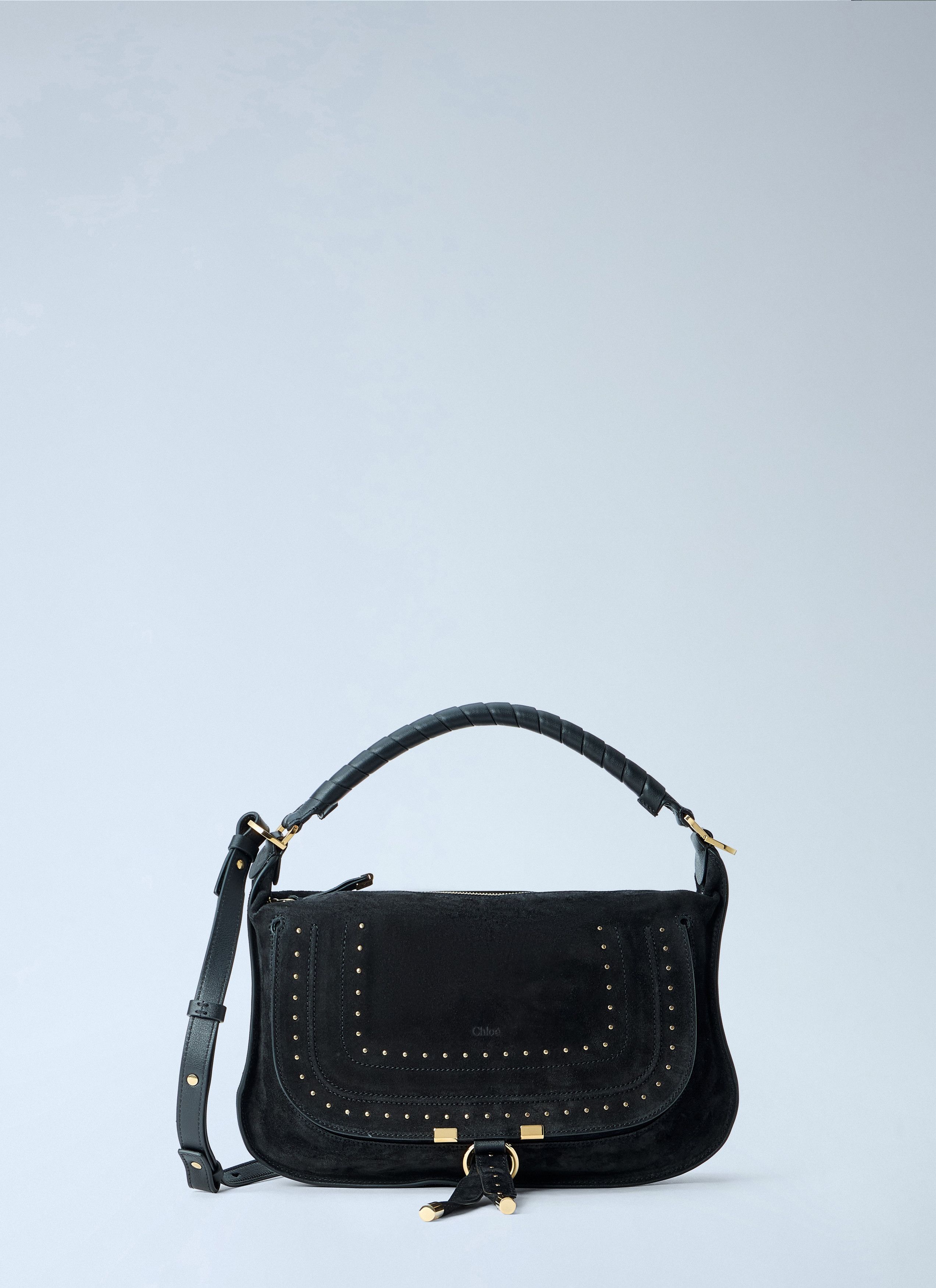 Chloe Chloé Marcie Medium Studded Suede Shoulder Bag Size ONE SIZE - 1 Thumbnail