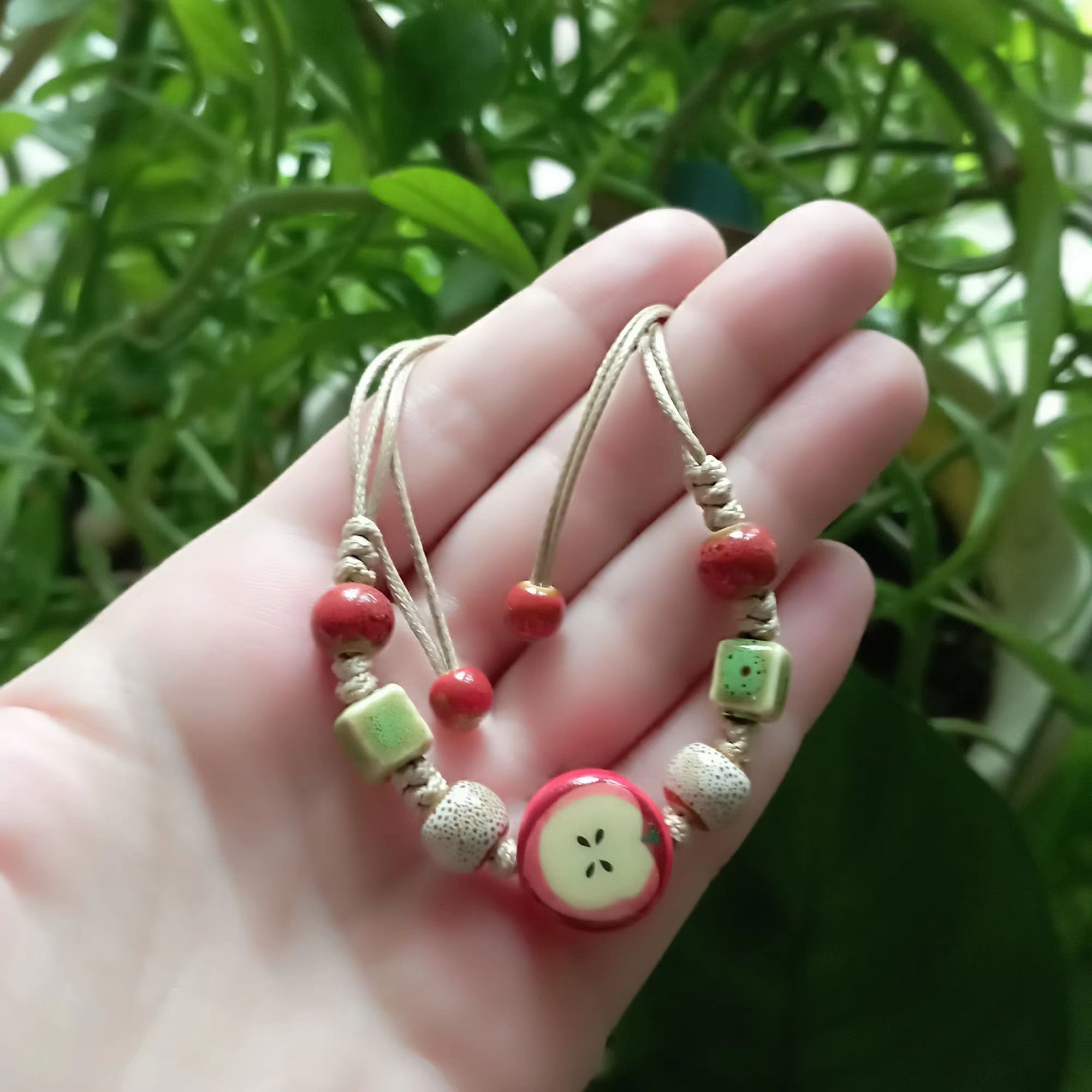 Handmade Apple Ceramic Bracelet Handmade Jewelry Gift For Her Size ONE SIZE - 1 Thumbnail