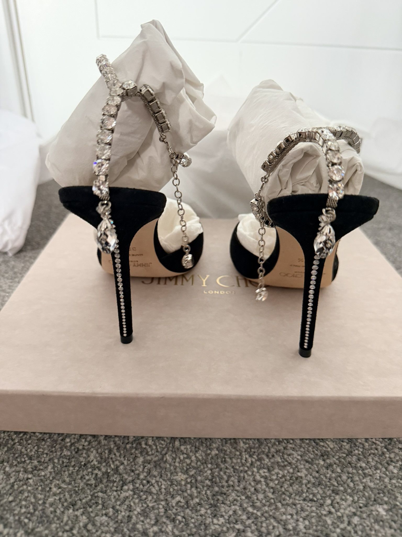 Jimmy Choo JIMMY CHOO Saeda 100 Black Suede New & Authentic Size US 8.5 / IT 38.5 - 5 Thumbnail