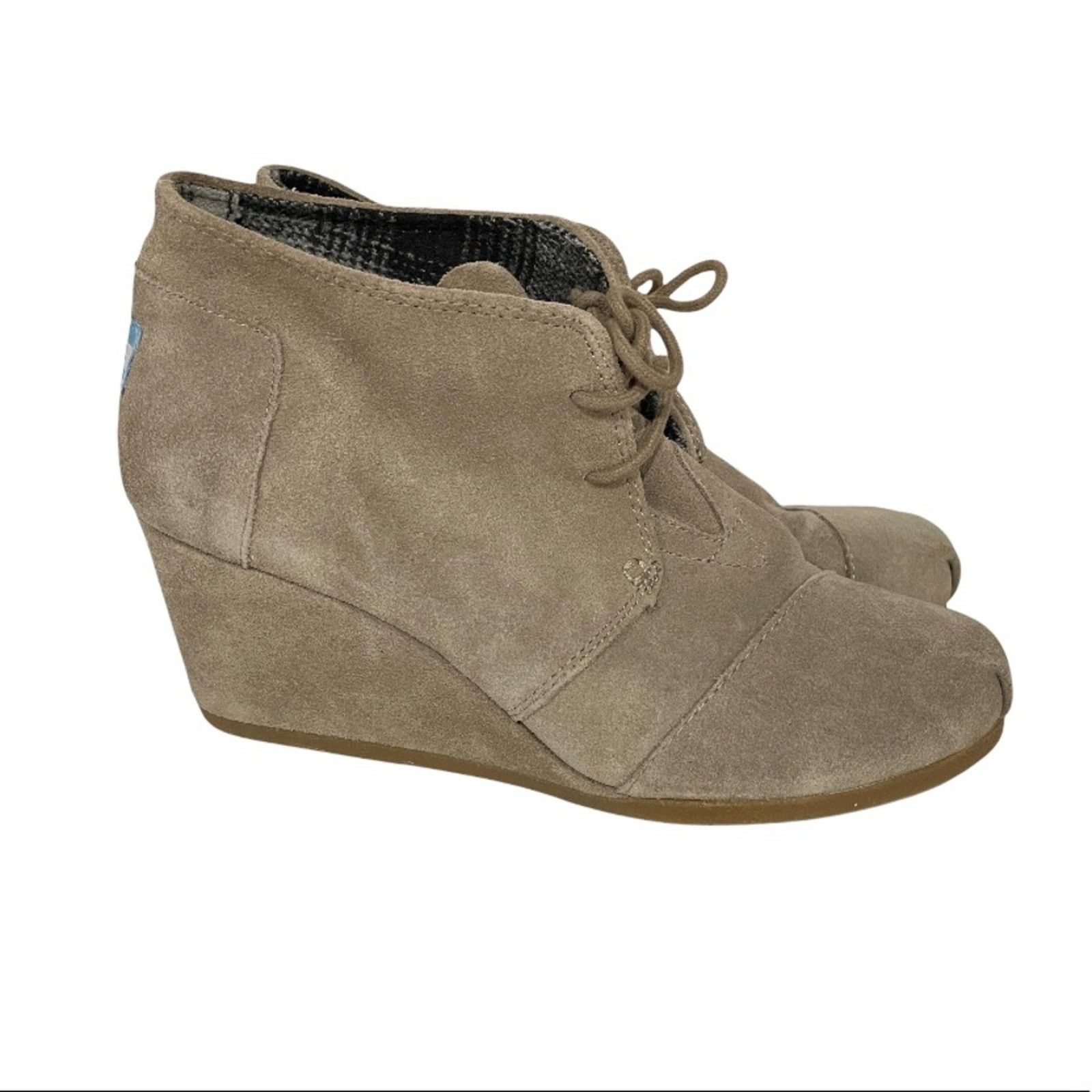 Toms Toms Desert Taupe Suede Wedge Heel Lace Up Booties Size 9 Size US 9 / IT 39 - 1 Thumbnail