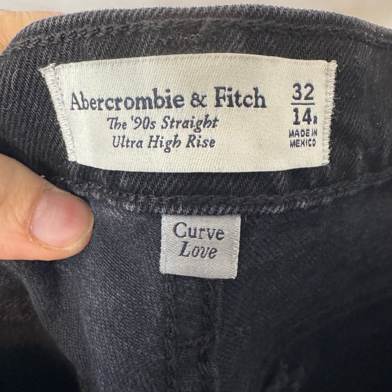 Abercrombie & Fitch A&F 90s Straight Ultra High Rise Black Jeans 32 14R NWT Size 32" / US 10 / IT 46 - 8 Thumbnail