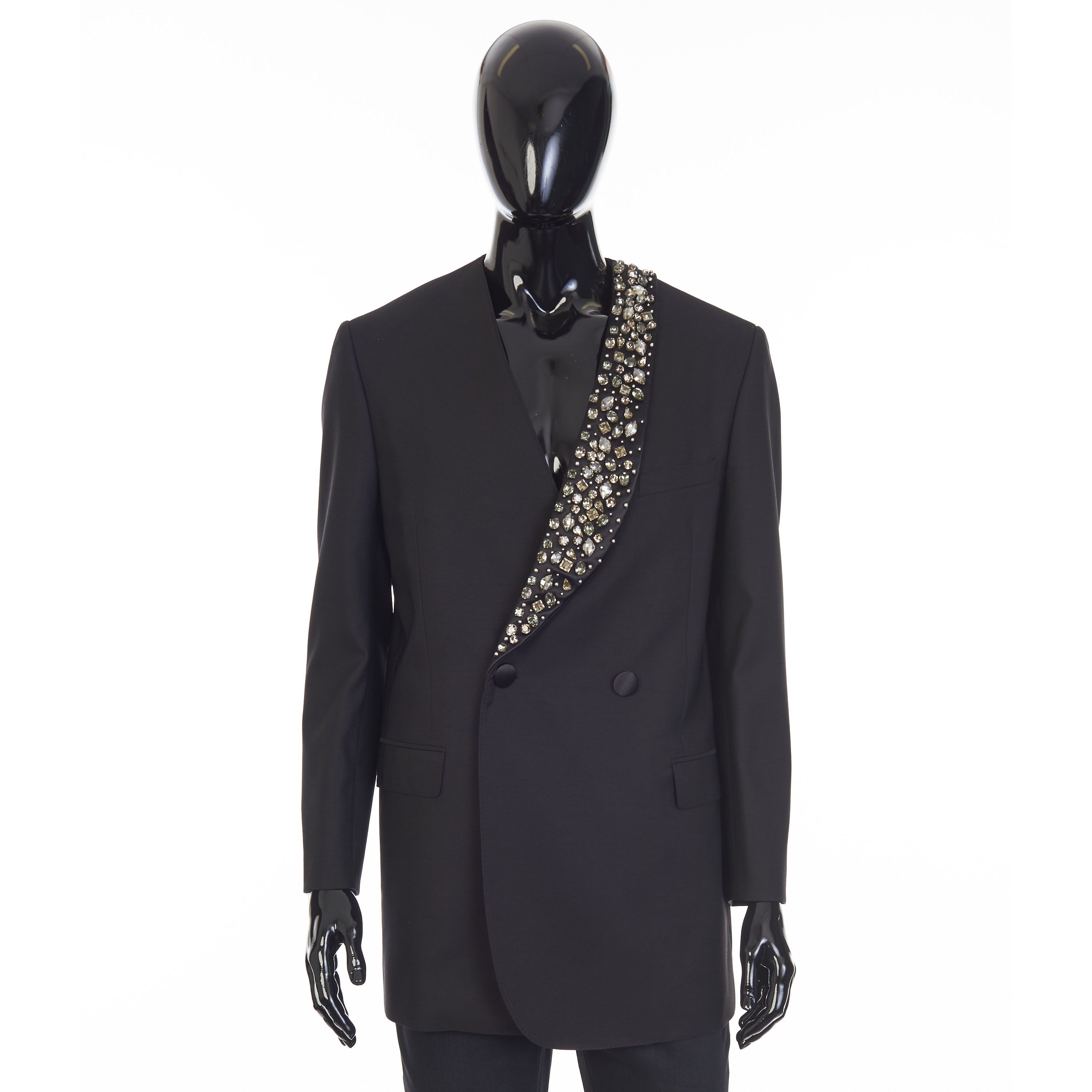 Celine Boxy Tux Jacket - Stone/Stud Embroidery, Grain De Poudre Size 40R - 1 Thumbnail