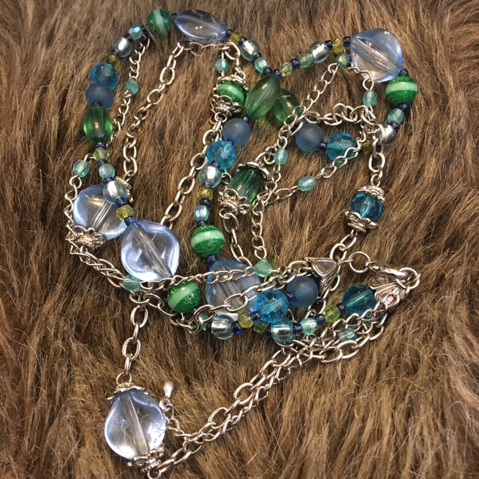 Jewelry Triple strand layered beaded chain necklace Size ONE SIZE - 8 Thumbnail
