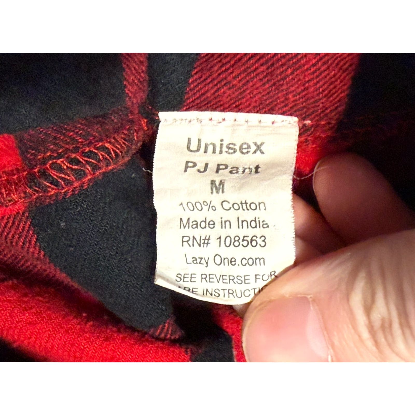 Vintage Lazy One Pants Men's Medium Black Red Checkered Sleepwear Pants Tie Waist Pajama Pants Mens Regular 100% Cotton Size US 31 - 5 Thumbnail