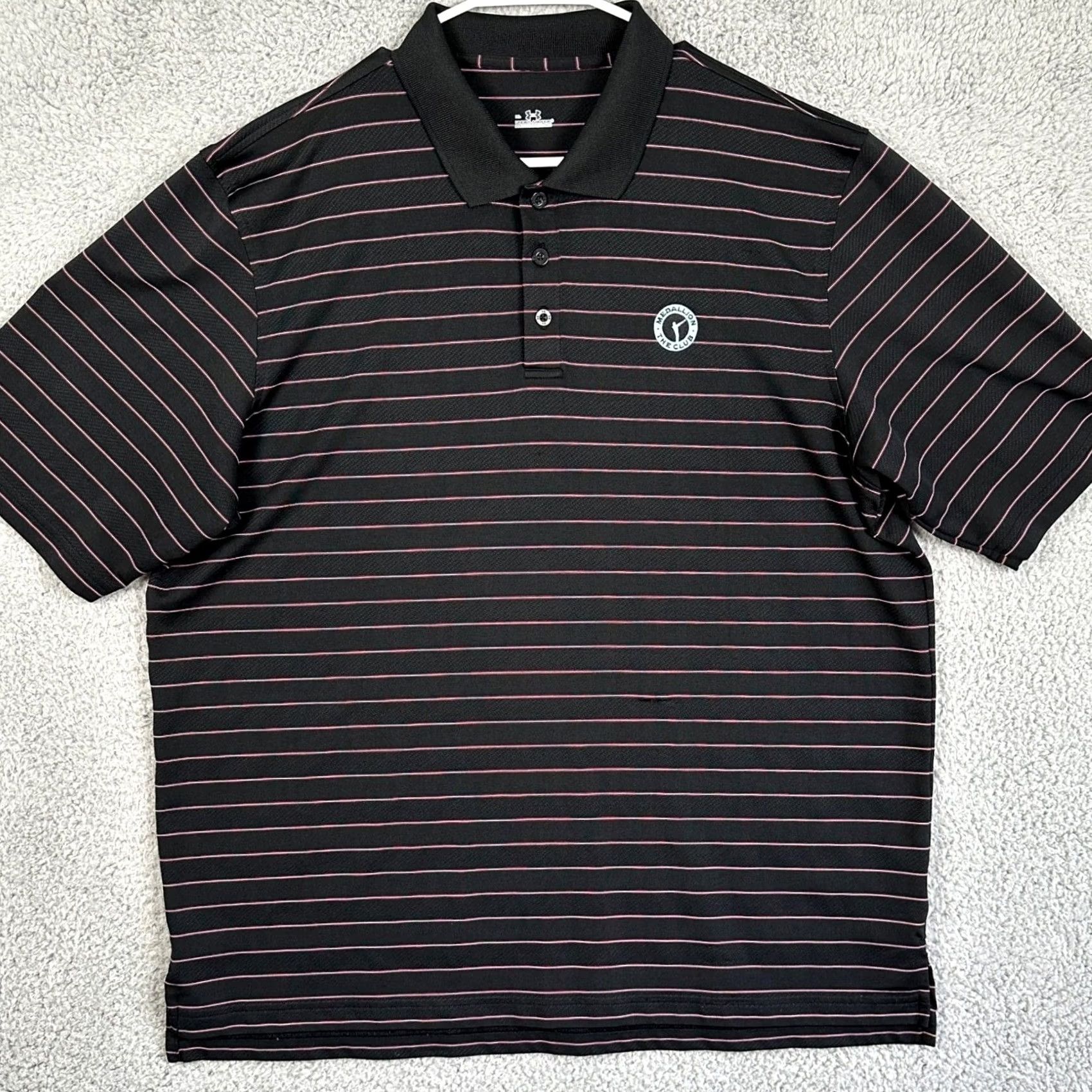 Under Armour Under Armour Polo Shirt Golf Polo Mens XL Black Pink Stripes Short Sleeve Logo Size US XL / EU 56 / 4 - 3 Thumbnail