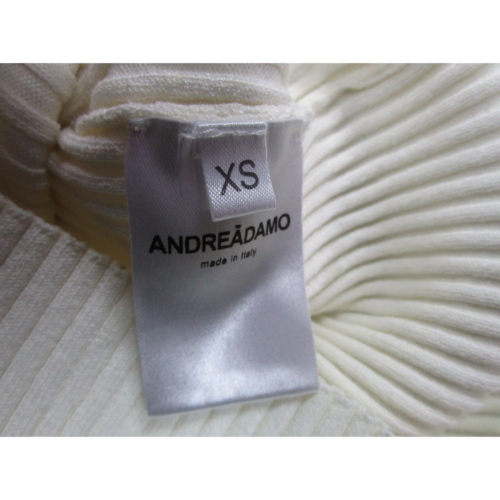 Vintage ANDREĀDAMO Dress Womens XS White Ribbed One Shoulder Bodycon Knit Italy Dress Size XS / US 0-2 / IT 36-38 - 7 Thumbnail