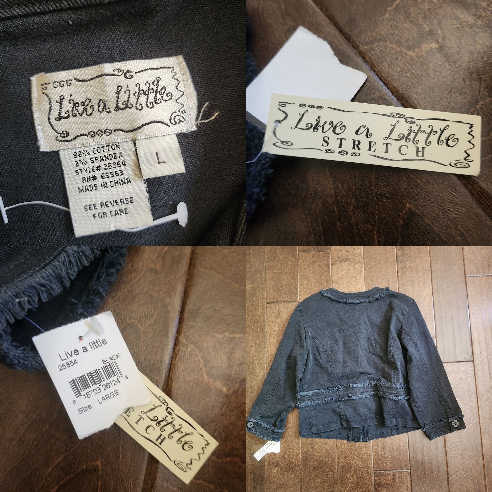 Olive Live a Little Jacket Women's Junior Button Stretch L Black Solid Regular Spring Fall Winter Size L / US 10 / IT 46 - 10 Thumbnail