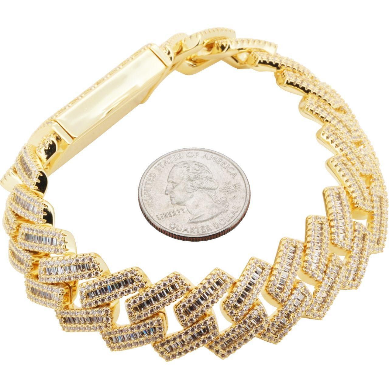 Other 14k Yellow Gold Plated AAA CZ 18mm Cuban Link Bracelet 8.5” Size ONE SIZE - 2 Thumbnail