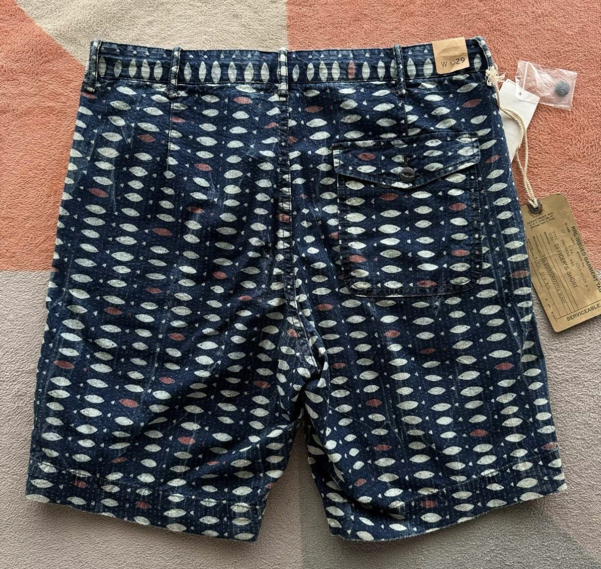 RRL Ralph Lauren RRL Ralph Lauren Double RL Indigo Dyed Fish Print Shorts K22 Size US 29 - 6 Thumbnail