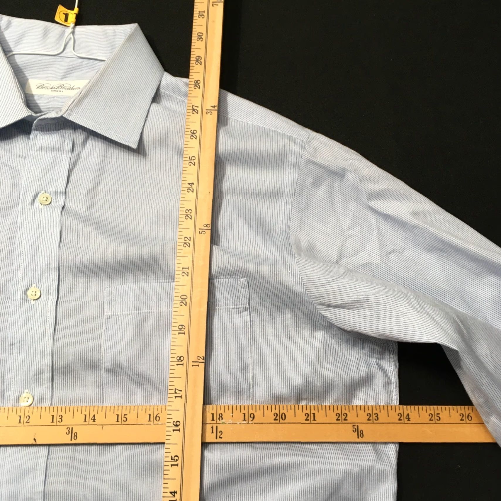 Brooks Brothers VINTAGE Brooks Brothers Shirt 80's Deluxe blue micro stripes Long Sleeve L 42-44 Colla r Dress Shirt Tailored Button-Front Mens Size 42R - 6 Thumbnail