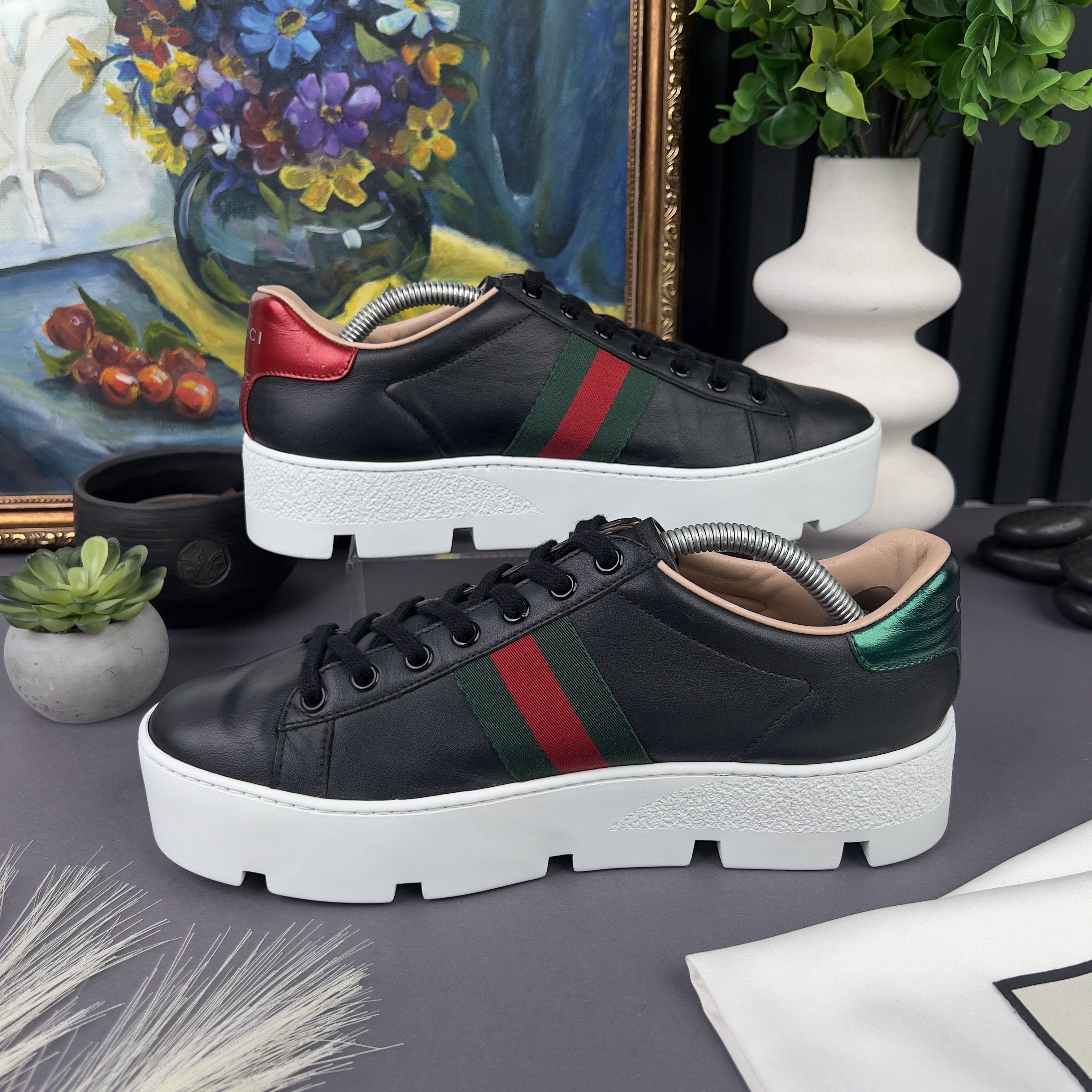 Gucci RRP$990 Gucci Ace Sneaker Web Bee Embroidered Platform Size US 7.5 / IT 37.5 - 8 Thumbnail