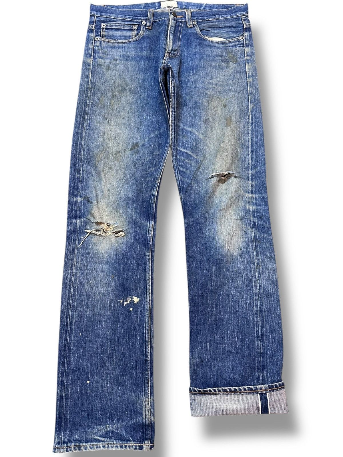 Indigo Vintage Indigo Selvedge Mudwash Grunge Distressed Denim Size US 32 / EU 48 - 1 Thumbnail