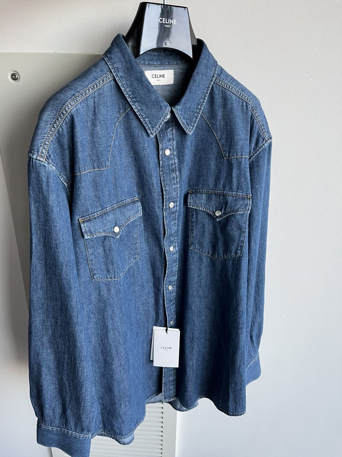 Celine × Hedi Slimane Brand New Rare Classic Hedi Slimane Celine Denim Shirt Size US XL / EU 56 / 4 - 20 Thumbnail