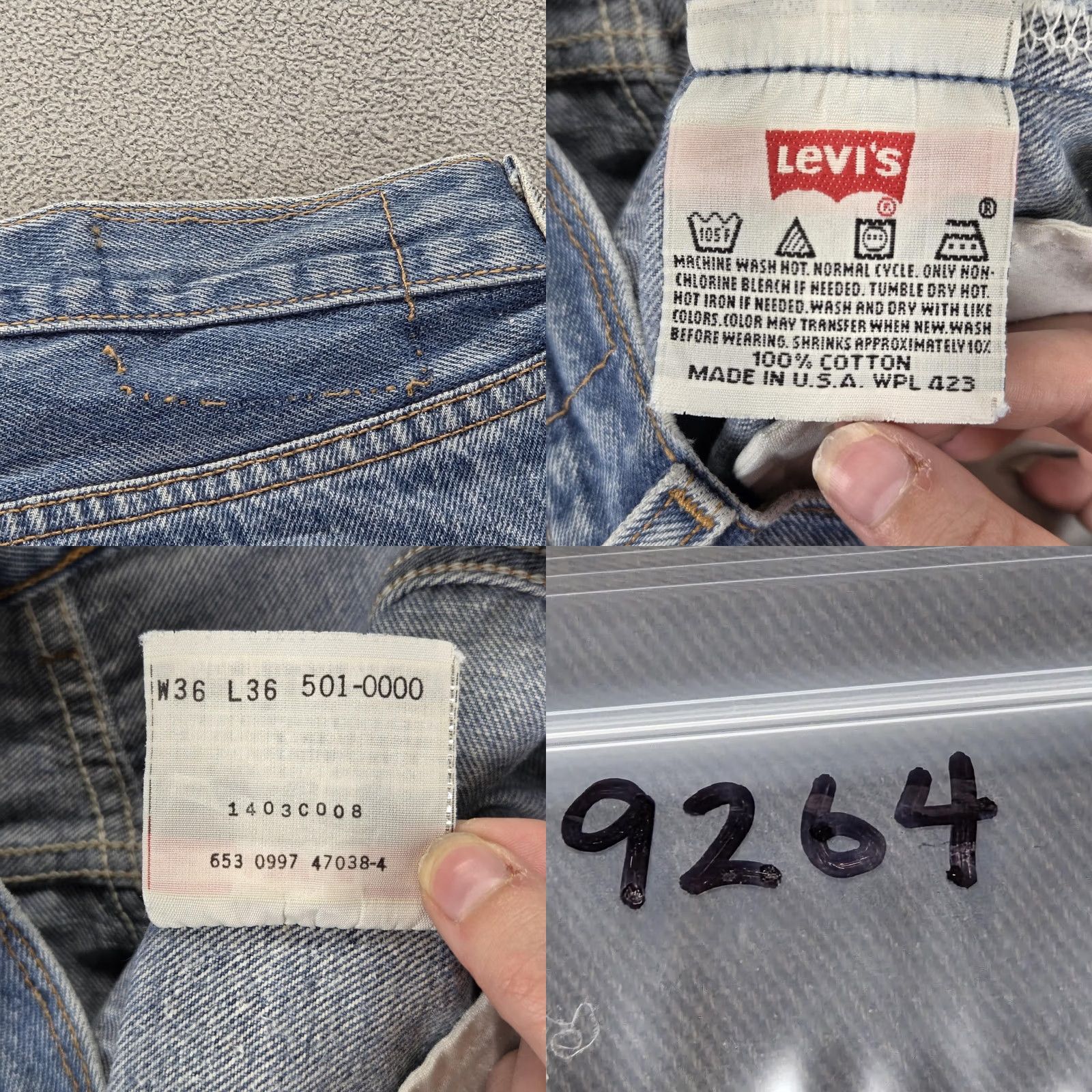 Levi's VINTAGE Levi's 501 Jeans Mens Blue Button Fly 31x32 Cross Patch 501 Levi's Denim Cotton Straight Jeans Size US 31 - 10 Thumbnail