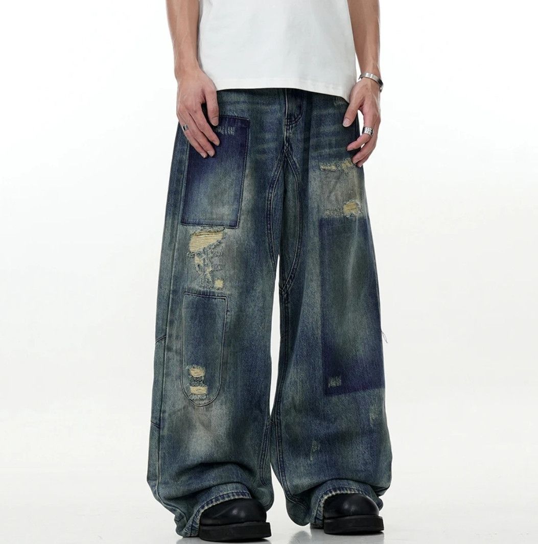 Vintage Baggy Ripped Patchwork Loose Street Jeans