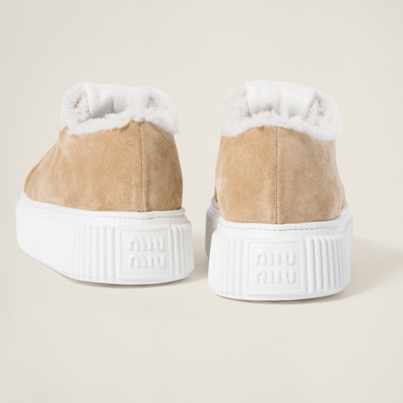 Miu Miu o1B3y1r0526 Suede Sneakers in Brown/White Size US 5.5 / IT 35.5 - 2 Thumbnail