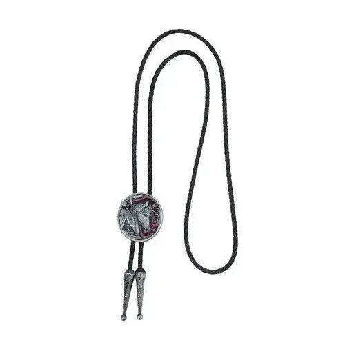 Other Vintage Oval Horse Head Leather Cord Bolo Tie Size ONE SIZE - 4 Thumbnail