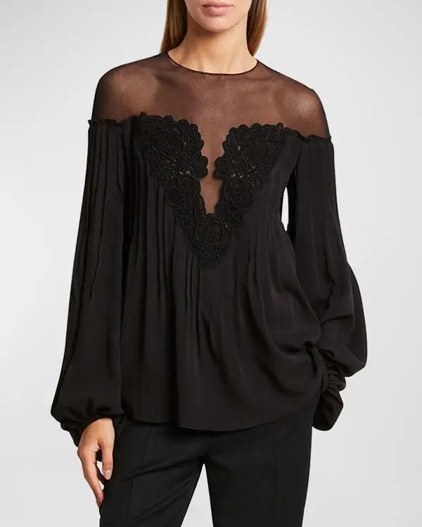 Chloe o1y0825 Silk Blouse in Black Size M / US 6-8 / IT 42-44 - 2 Thumbnail