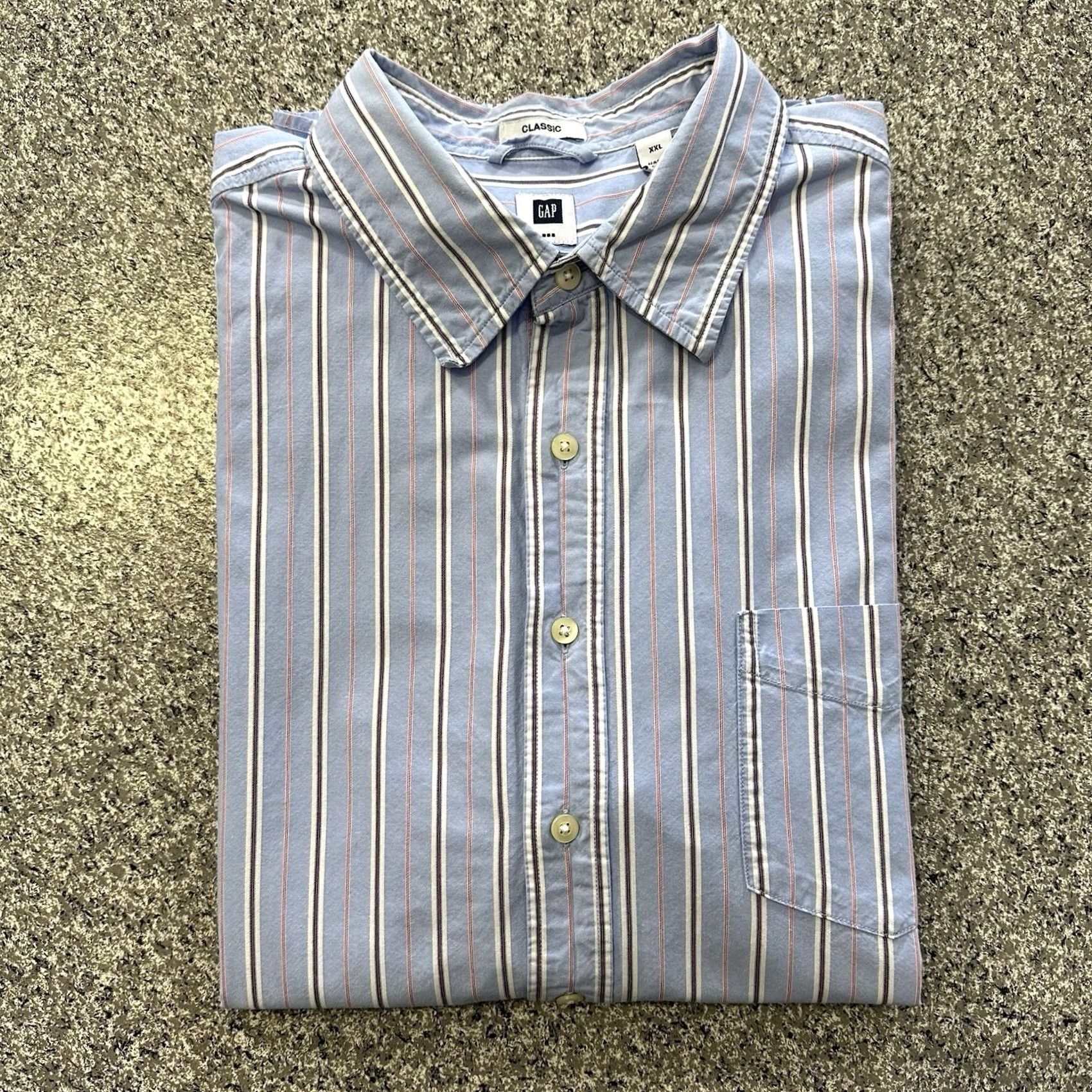Gap Gap Shirt Mens XXL Classic Fit Long Sleeve Button-Up Light Blue Striped Size US XXL / EU 58 / 5 - 2 Thumbnail